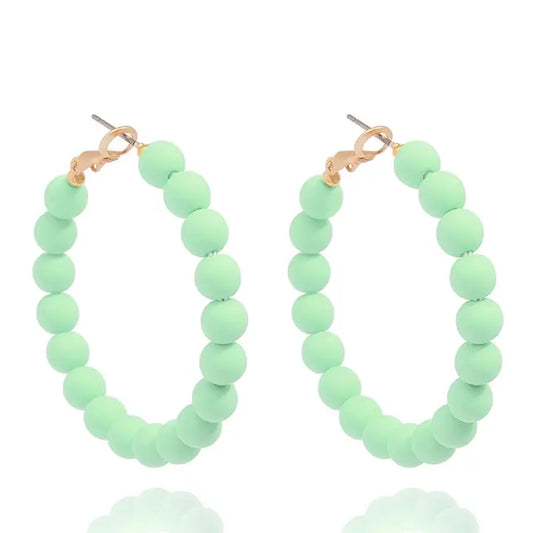 Matte Resin Bead Hoop Earring | Mint