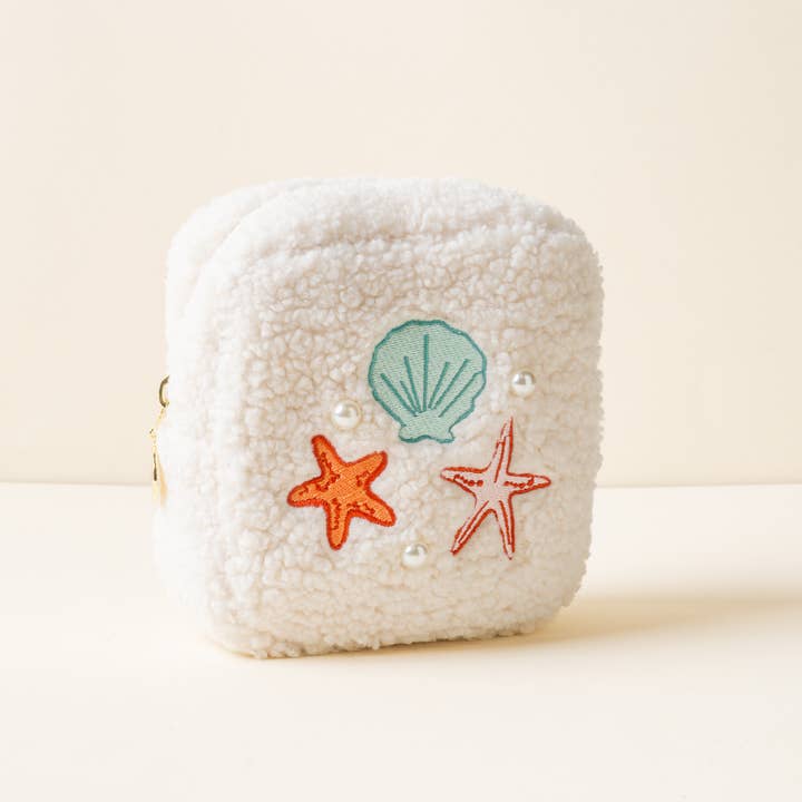 Square Teddy Pouch | Seashells & Pearls