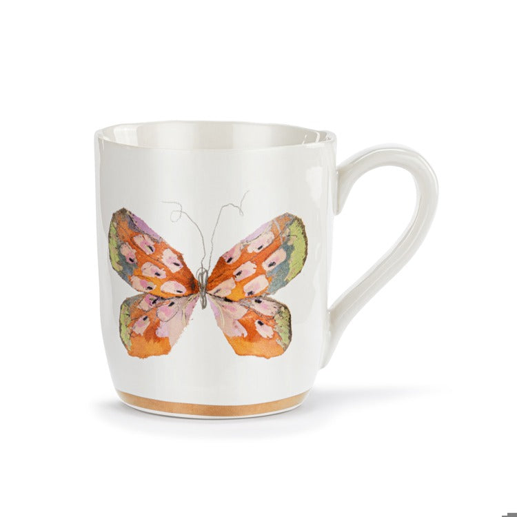 Butterfly Mug w/Gold Trim | Orange/Multi