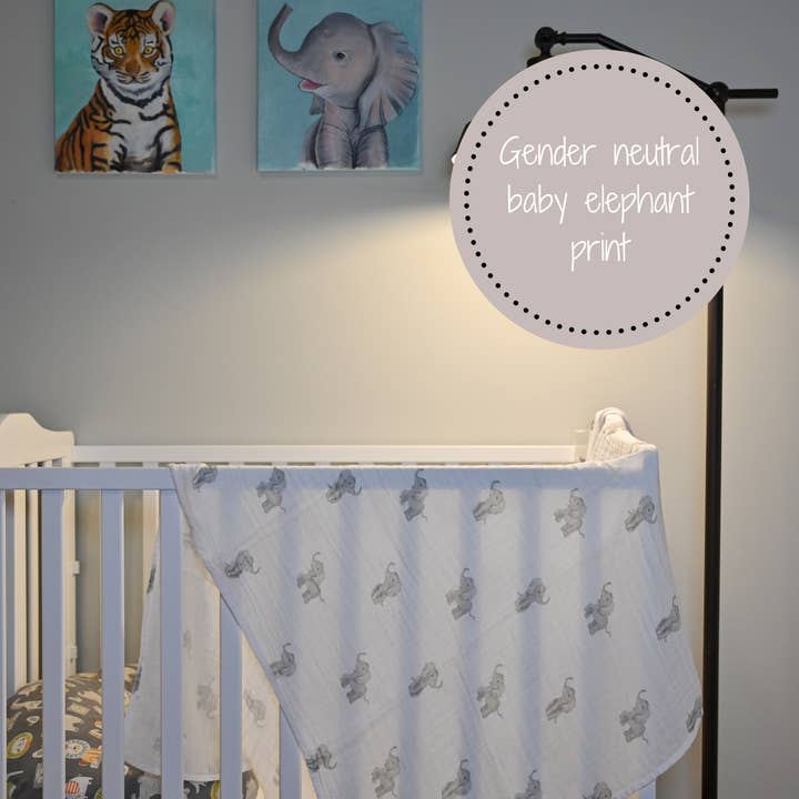 Muslin Swaddle Blanket | Baby Elephant