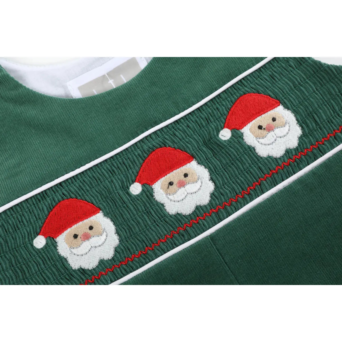 Green Corduroy Santa Smocked Longall