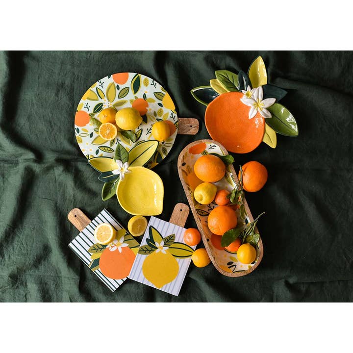 Medium Mango Wood Round Board | Blue Citrus