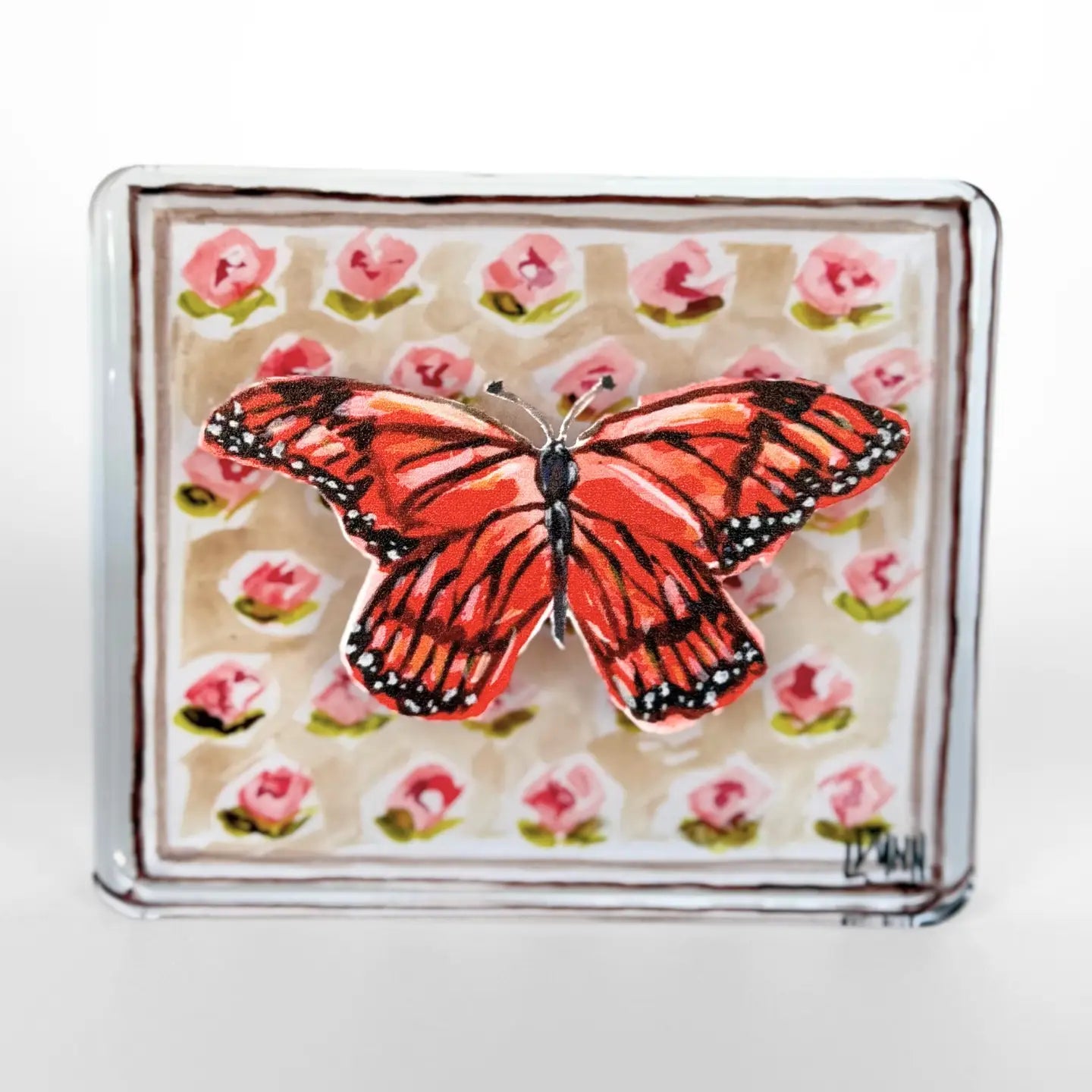 Monarch Butterfly On Peach Block | Small