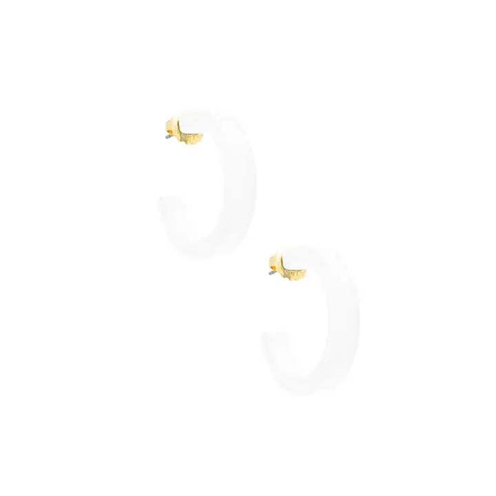 Small Resin Hoop Earring | White