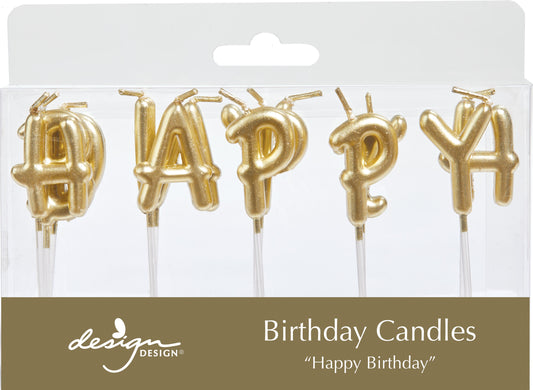 Birthday Candles | Sculpted Birthday Letters | Gold