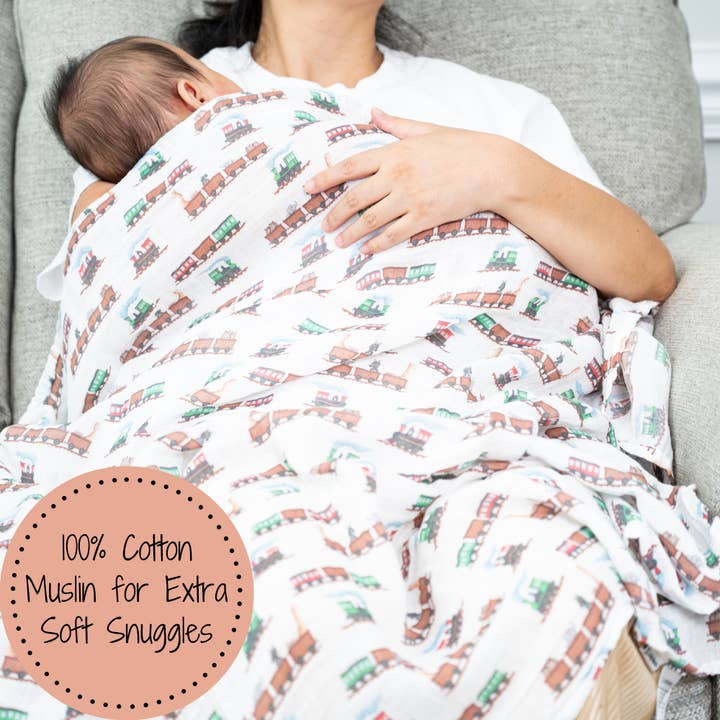 Muslin Swaddle Blanket | Choo Choo