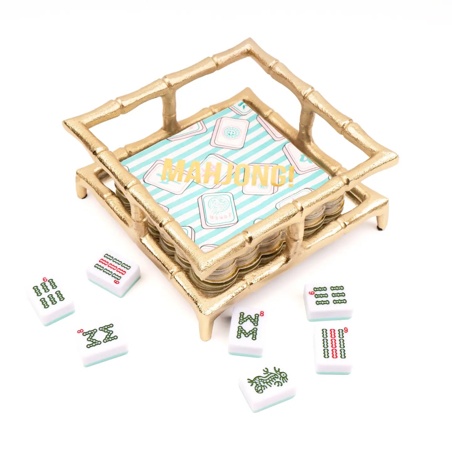 Cocktail Napkin Tray | Gold Bamboo