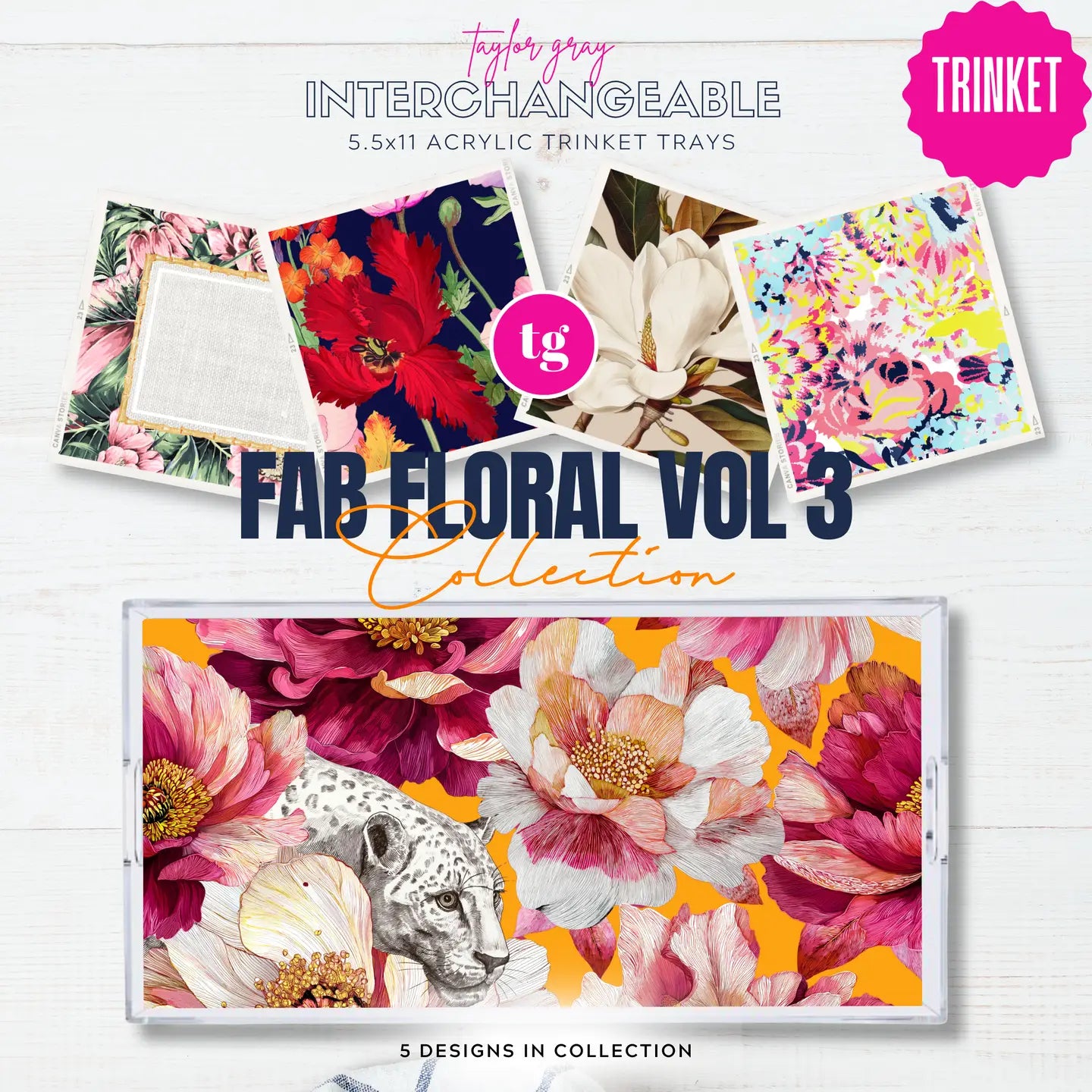 Acrylic Trinket Tray Inserts | Fab Floral Vol 3