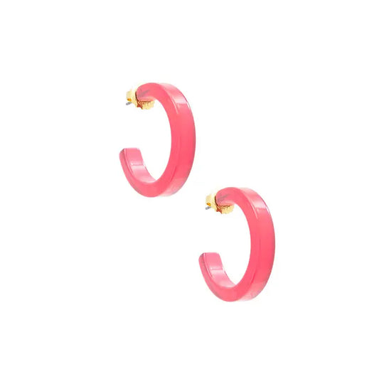 Small Resin Hoop Earring | Pink