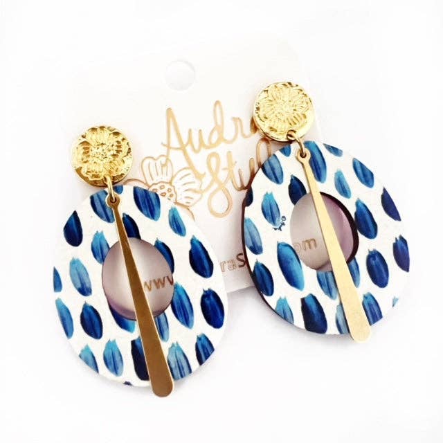 Fall Statement Earrings | Blue & White Bold