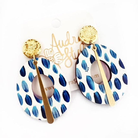 Fall Statement Earrings | Blue & White Bold