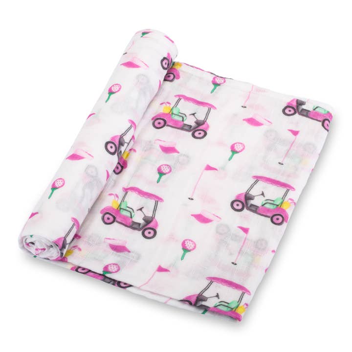 Muslin Swaddle Blanket | Pink Golf