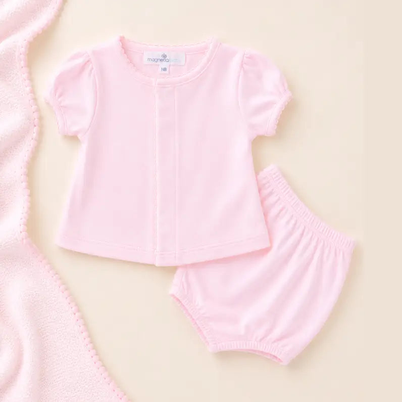 Solid Essentials Ruffle Diaper Cover Set | Pink
