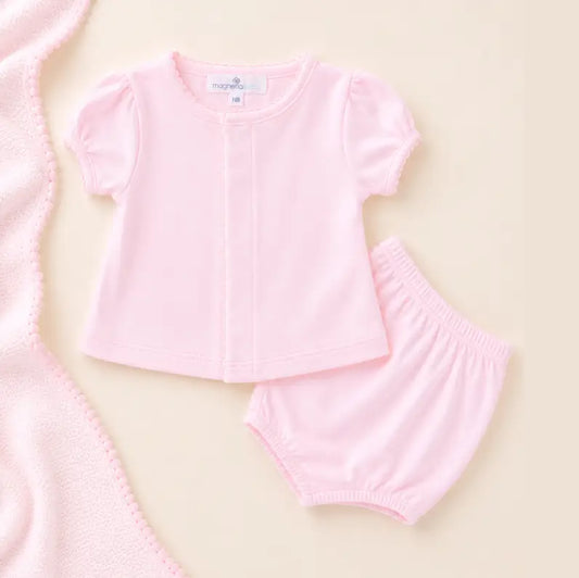 Solid Essentials Ruffle Diaper Cover Set | Pink