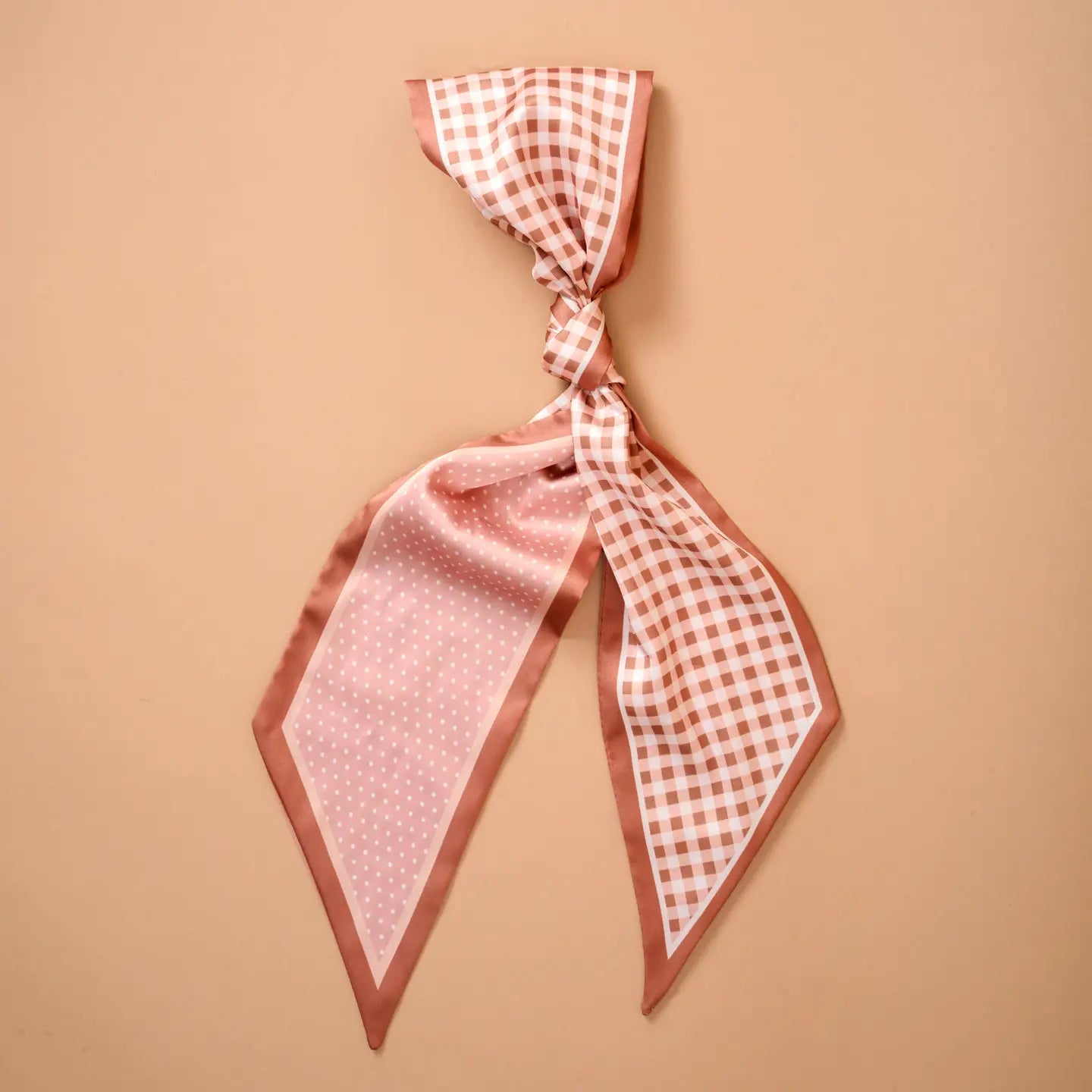 Twirl & Tie Scarf Accessory | Gingham Tan