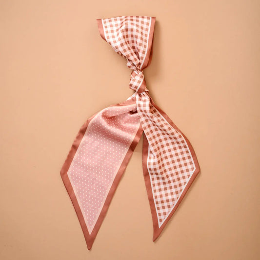 Twirl & Tie Scarf Accessory | Gingham Tan