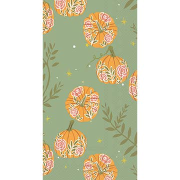 Guest Towels | Pumpkins with Roses Green