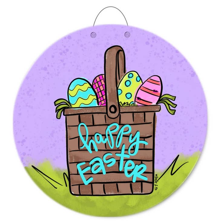 Door Hanger | Purple Happy Easter Basket