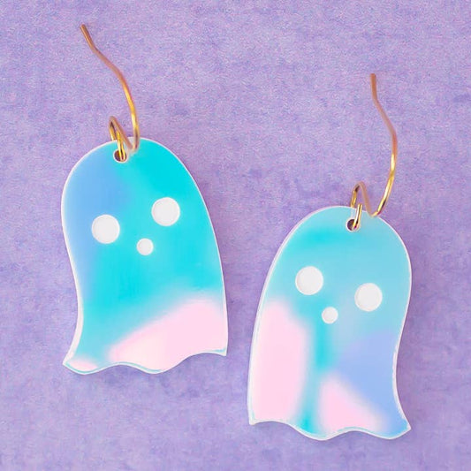 Cute Ghost Halloween Earrings | Holographic Acrylic