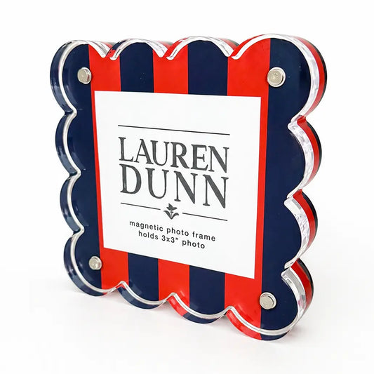 Gameday Scalloped Acrylic Frame | Red & Navy Striped