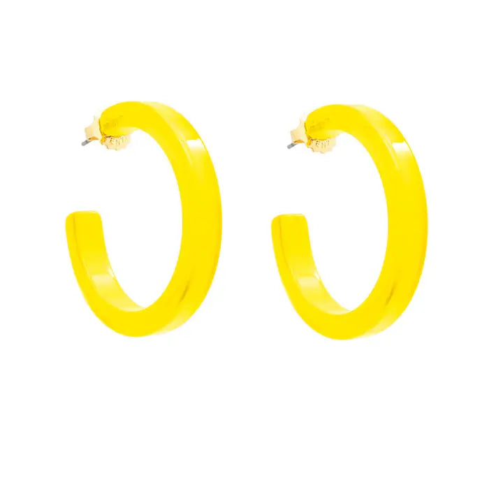 Medium Resin Hoop Earring | Yellow