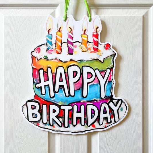 Door Hanger | Happy Birthday Cake