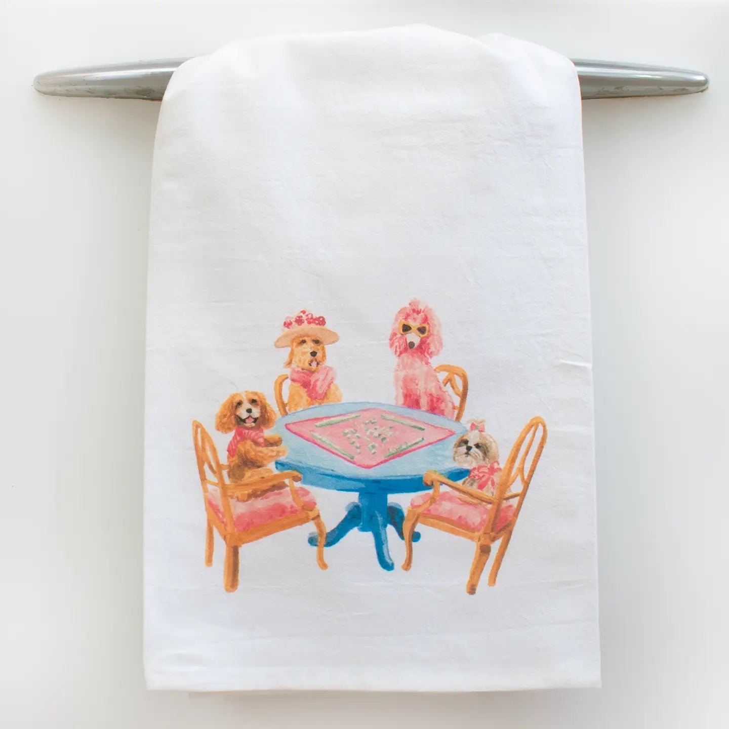 Tea Towel | Dogs Playing Mahjong