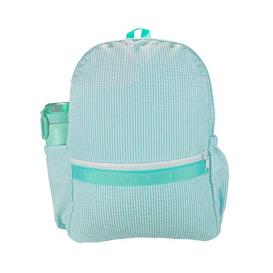 Medium Backpack w/ Pocket | Mint Seersucker