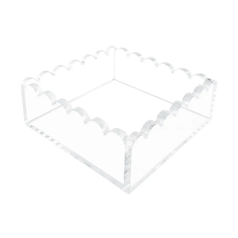 Scalloped Acrylic Lunch and Dinner Napkin Holder | Clear