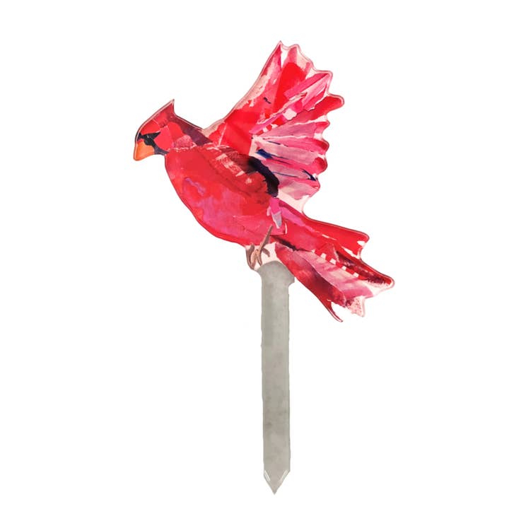 Acrylic Plant Stick | Cardinal in Flight