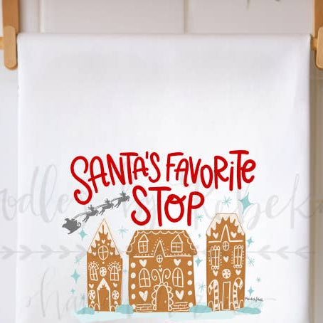 Santa's Favorite Stop | Christmas Tea Towel