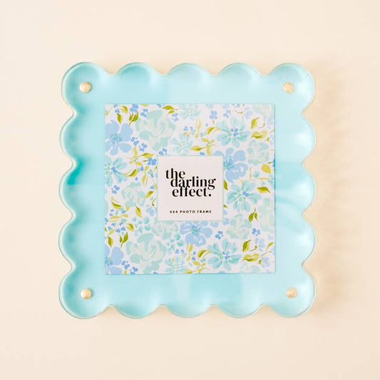Square Scalloped Acrylic Frame - Blue