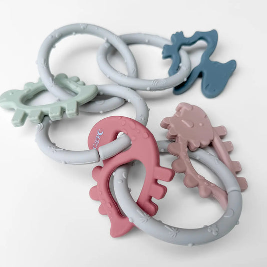 Dino Rings Silicone Teether | Pink