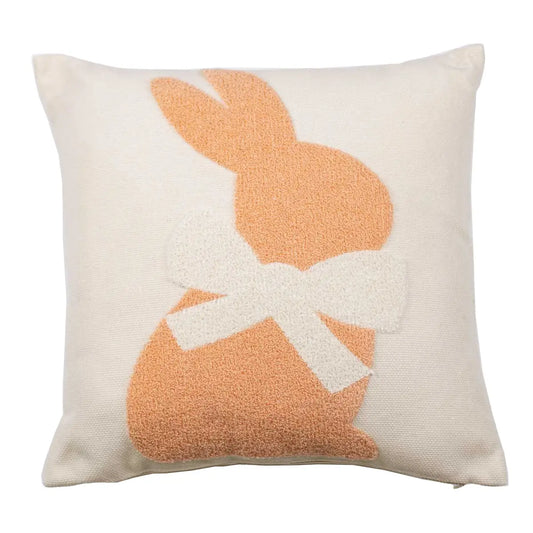 Embroidered Bunny Pillow | Oat/Pink