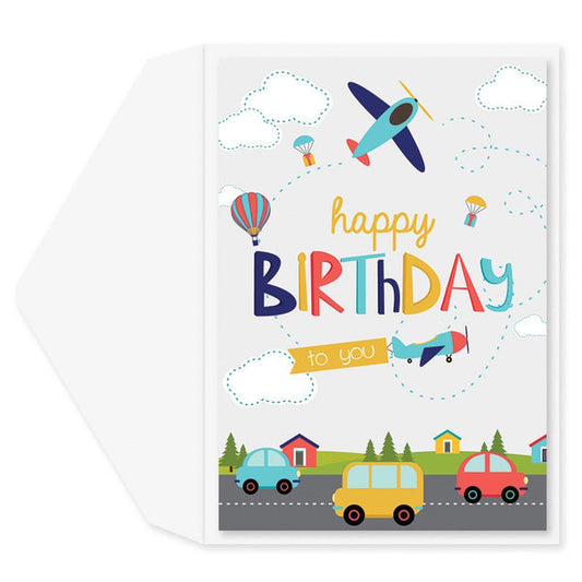 Planes & Cars Happy Birthday  Card