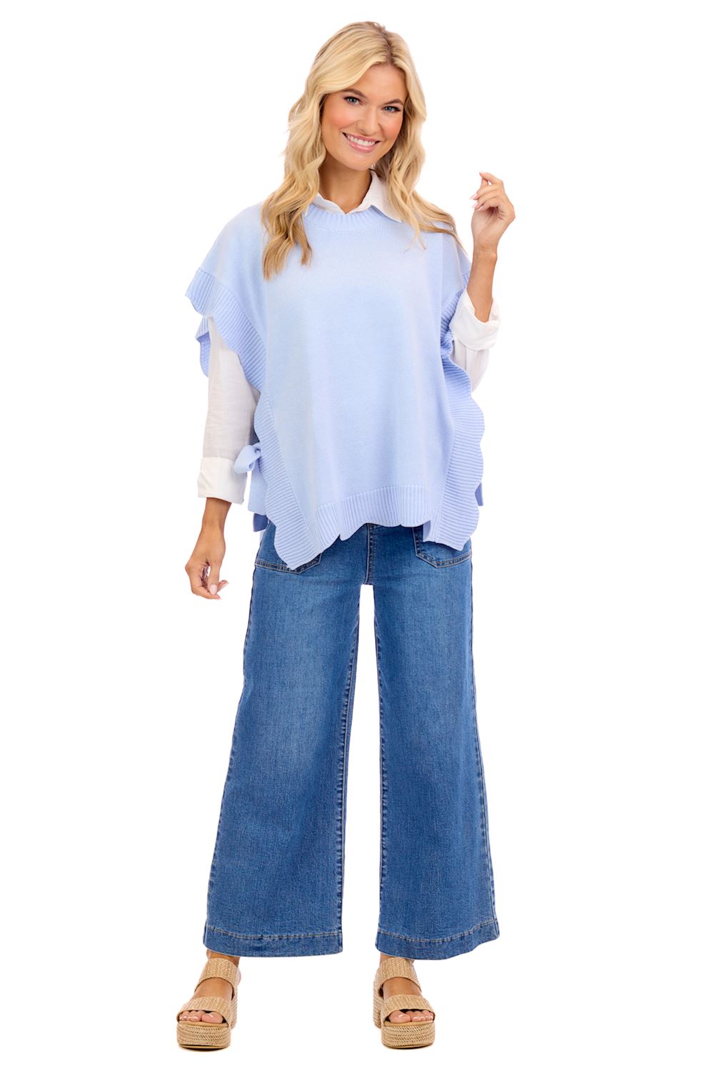 Blue Rigsby Scallop Sweater