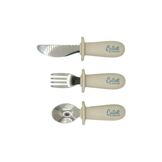 Silicone & Stainless Steel Toddler Utensil Set | Linen