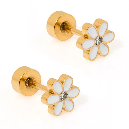 Screwback Stud Earrings | Alli White