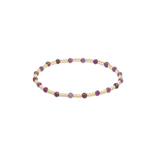 egirl | Gemstone Gold Sincerity Pattern 3mm Bead Bracelet | Ruby
