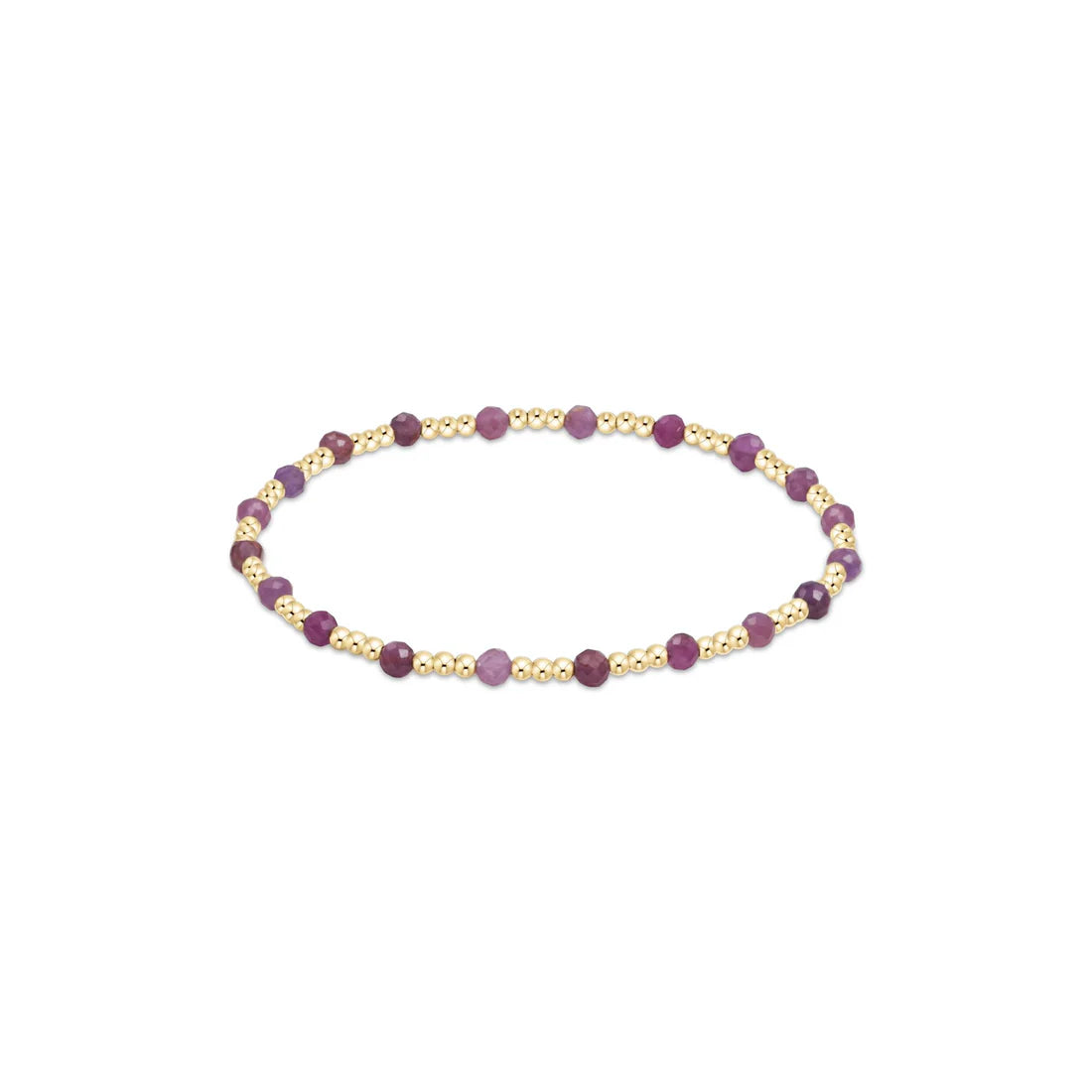 Extends | Gemstone Gold Sincerity Pattern 3mm Bead Bracelet | Ruby