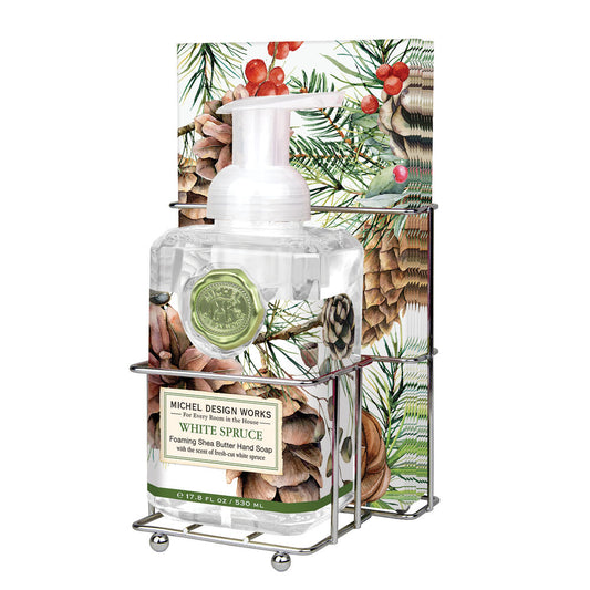 White Spruce Foaming Hand Soap & Hostess Napkin Set