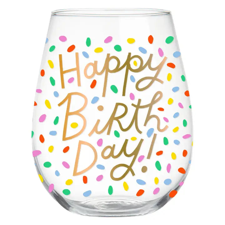 Stemless Wine Glass | Happy Birthday
