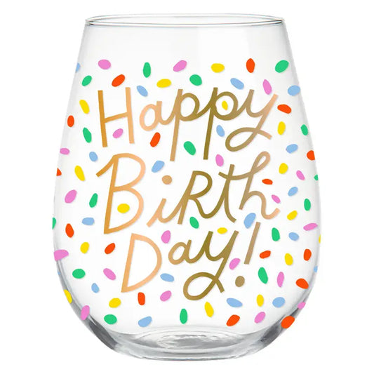 Stemless Wine Glass | Happy Birthday