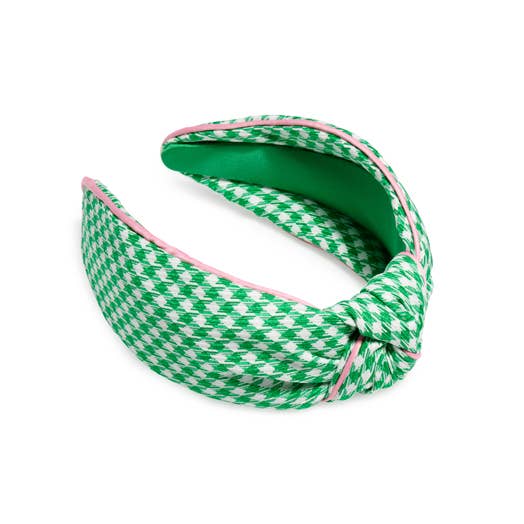 Houndstooth Knotted Headband | Green