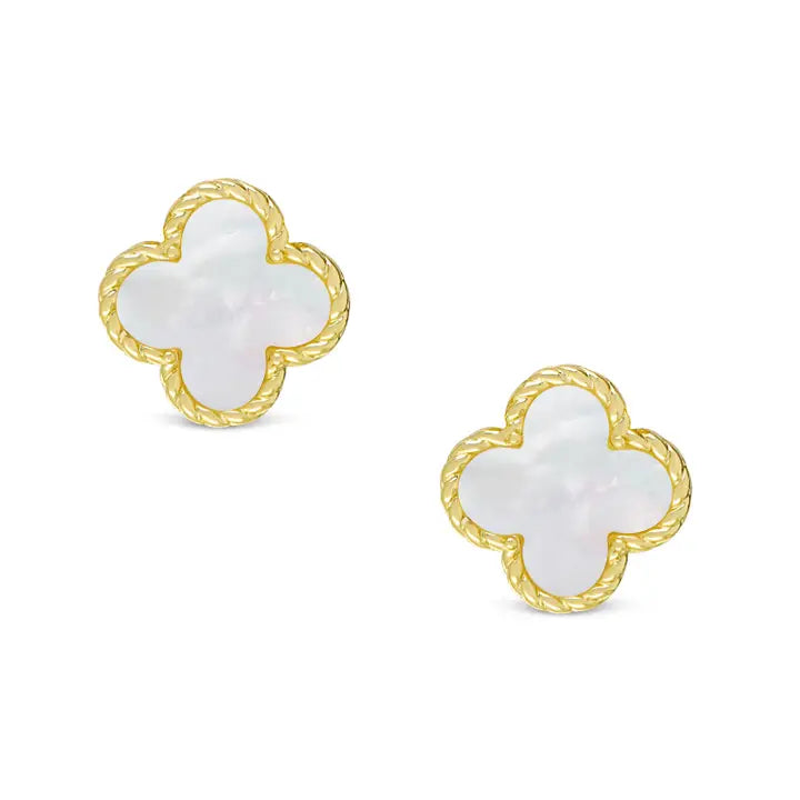 Stud Earrings | Gold | Clover | Mother of Pearl