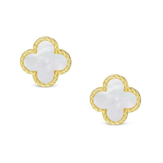 Stud Earrings | Gold | Clover | Mother of Pearl
