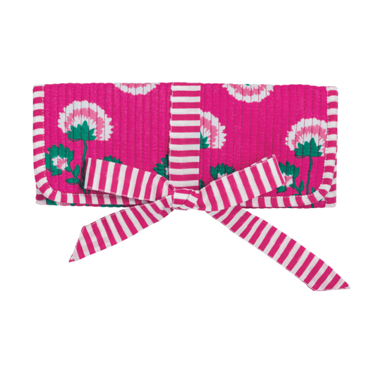 Pink Block Print Jewelry Roll
