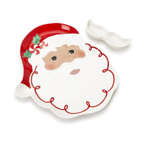 Santa Platter with Removeable Mustache Dipping Bowl