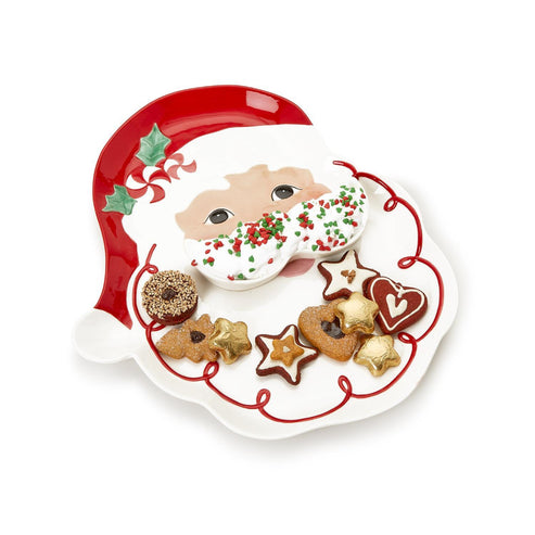 Santa Platter with Removeable Mustache Dipping Bowl