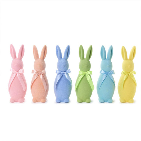 Flocked Bunny with Bow | Assorted Styles